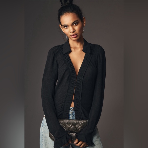 Anthropologie Long-Sleeve Textured Button-Front Blouse - Picture 9 of 14